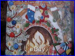 Christmas Sunset Crewel Stitchery Holiday Stocking KIT, COZY FIRESIDE, 18027,16