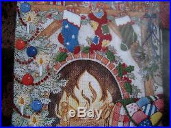Christmas Sunset Crewel Stitchery Holiday Stocking KIT, COZY FIRESIDE, 18027,16