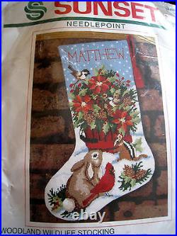 Christmas Sunset Holiday Stocking Kit, WOODLAND WILDLIFE, 19015, Stouffer, Size 16