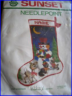Christmas Sunset Needlepoint Holiday Stocking Kit, OUR SNOWMAN, Jennings, #6022,18