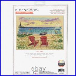 Coastal Serenity Cross Stitch Kit Beginner's Delight! 13x10 with 14 Cnt. Nat