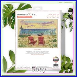 Coastal Serenity Cross Stitch Kit Beginner's Delight! 13x10 with 14 Cnt. Nat