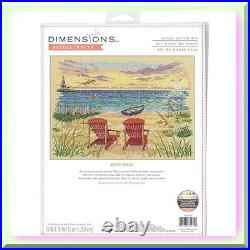 Coastal Serenity Cross Stitch Kit Beginner's Delight! 13x10 with 14 Cnt. Nat