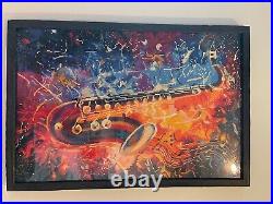 Completed framed jazz diamond art painting