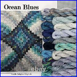 Counted Canvas needlepoint Kit Needle Delights Ocean Blues Kathy Rees Aqua Grey Counted Canvas needlepoint Kit Needle Delights Ocean Blues Kathy Rees Aqua Grey