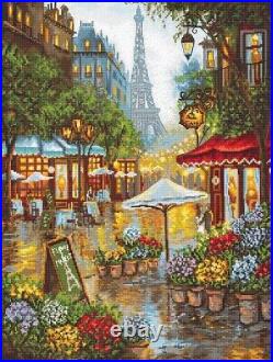 Counted Cross Stitch DIY Kit Spring flowers in Paris LUCA-S Unprinted Canvas