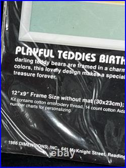 Counted Cross Stitch Kit 1986 Dimensions PLAYFUL TEDDIES BIRTH 12 x 9 Sealed