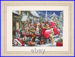 Counted Cross Stitch Kit Christmas dogs Luca-S DIY Unprinted canvas