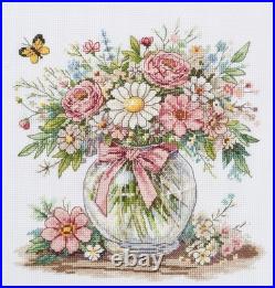 Counted Cross Stitch Kit Floral Still Life 21x22cm DIY Needlework Craft Set