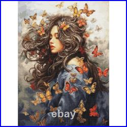 Counted Cross Stitch Kit Girl with butterflies Luca-S BU5085 Unprinted canvas Counted Cross Stitch Kit Girl with butterflies Luca-S BU5085 Unprinted canvas