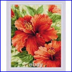 Counted Cross Stitch Kit Hibiscus Flowers DIY Unprinted canvas
