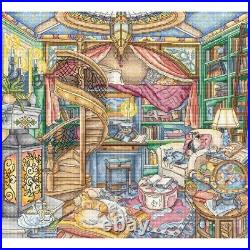 Counted Cross Stitch Kit Home Library DIY Unprinted canvas