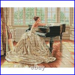 Counted Cross Stitch Kit Lady at the piano DIY Unprinted canvas