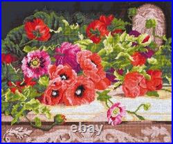Counted Cross Stitch Kit Poppies Holiday Craft Gift Idea