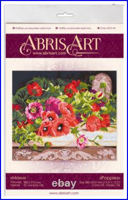 Counted Cross Stitch Kit Poppies Holiday Craft Gift Idea