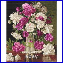 Counted Cross Stitch Kit Red and white peonies Flowers Luca-S DIY