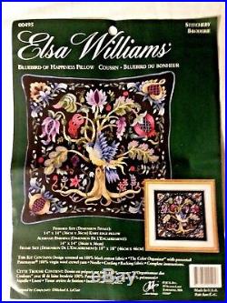 Crewel Embroidery Kit Elsa Williams Rare Bluebird of Happiness Pillow by LeClair