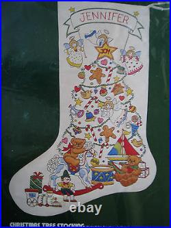 Crewel Stitchery Dimensions Holiday Stocking KIT, CHRISTMAS TREE, 8041, Rigg, 18