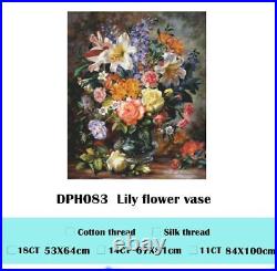Cross Stitch Flowers Pattern Still Life Figure Artistic Designs House Embroidery