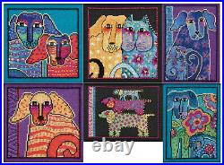 Cross Stitch Kit Laurel Burch / Mill Hill Set of 6 Dog Kits #LB30-161x (LINEN)