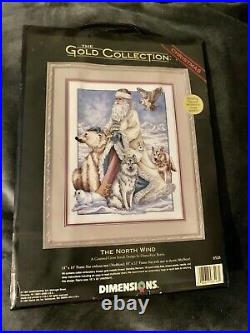 Cross Stitch Kit The North Wind Christmas Santa Dimensions Gold 8526 14x18 New