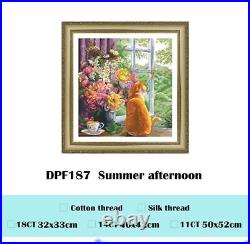 Cross Stitch Kits Cat And Flowers Designs Canvas Embroidery Portrait Decorations