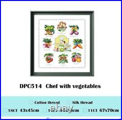 Cross Stitch Kits Chef And Vegetables Design Canvas Portrait Embroidery Displays