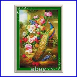 Cross Stitch Peacock Flowers Lovely Design Pattern Canvas Embroidery Decorations