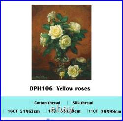 Cross Stitch Roses Flower Design Lovely Embroidery Canvas House Wall Decorations