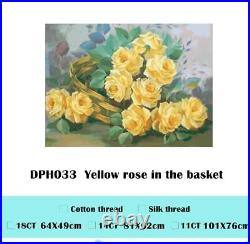 Cross Stitch Yellow Roses Flower Lovely Design Pattern Embroidery House Displays