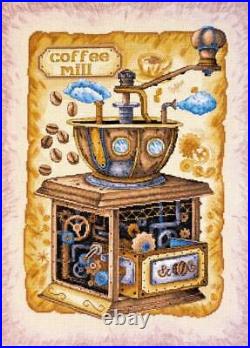 Cross stitch kit Coffee beans 40x54cm Beige Aida 14ct needlepoint kit