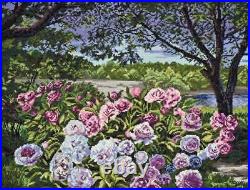 Cross stitch kit Garden peonies 47,5x36,5cm White Aida 14ct needlepoint kit Cross stitch kit Garden peonies 47,5x36,5cm White Aida 14ct needlepoint kit