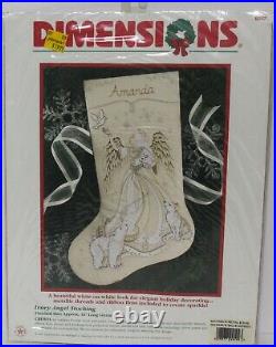 DIMENSIONS Counted Cross Stitch Kit 8087 Ivory Angel Stocking Sealed NIP