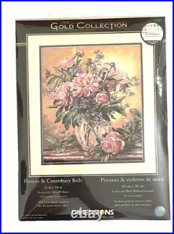 DIMENSIONS GOLD COLLECTION 35211 Peonies & Canterbury Bells CROSS STITCH NEW NIP