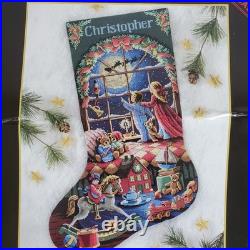 DIMENSIONS GOLD COLLECTION Cross Stitch Stocking Kit Must Be St Nick STARTED DIMENSIONS GOLD COLLECTION Cross Stitch Stocking Kit Must Be St Nick STARTED