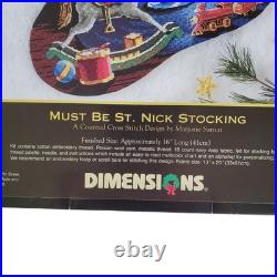 DIMENSIONS GOLD COLLECTION Cross Stitch Stocking Kit Must Be St Nick STARTED DIMENSIONS GOLD COLLECTION Cross Stitch Stocking Kit Must Be St Nick STARTED