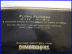 DIMENSIONS GOLD COLLECTION FLYING FLOWERS CROSS STITCH KIT 16 x 14 LEW JOHNSON