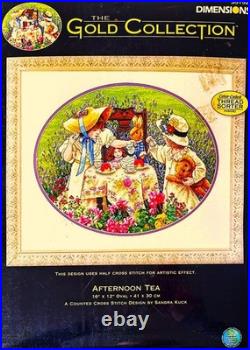 DIMENSIONS Gold Collection AFTERNOON TEA Counted Cross Stitch Kit RARE made USA