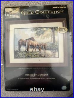 DIMENSIONS Gold Collection HORSES BY A STREAM Counted Cross Stitch Kit VERY RARE