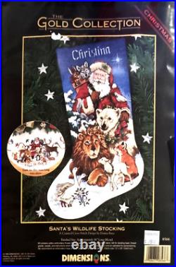 DIMENSIONS Gold Collection SANTA'S WILDLIFE STOCKING Counted Cross Stitch Kit