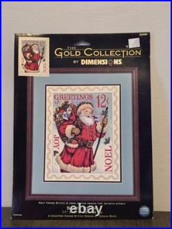DIMENSIONS Gold Collection SANTA STAMP Cross Stitch Kit 11 x14 New-Sealed 8688