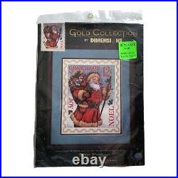 DIMENSIONS The Gold Collection Santa Stamp Counted Cross Stitch NEW Vintage