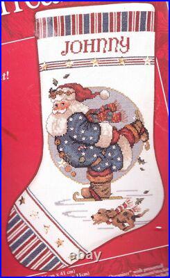 DIY Needle Treasure All American Santa Counted Cross Stitch Stocking Kit DIY Needle Treasure All American Santa Counted Cross Stitch Stocking Kit
