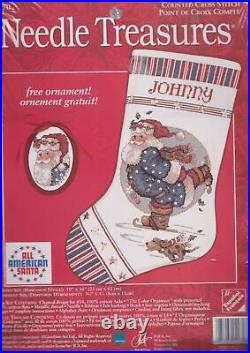 DIY Needle Treasure All American Santa Counted Cross Stitch Stocking Kit DIY Needle Treasure All American Santa Counted Cross Stitch Stocking Kit