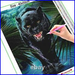 Diamond Painting Black Panther Angry Wild Animal Design Embroidery Wall Portrait