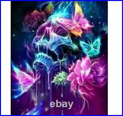 Diamond Painting DIY Skull And Butterflies Lovely Colors Design Embroidery Decor