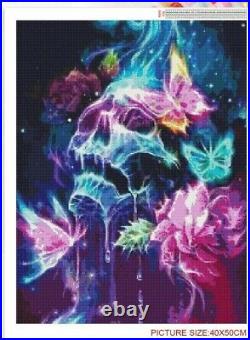 Diamond Painting DIY Skull And Butterflies Lovely Colors Design Embroidery Decor
