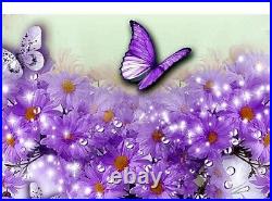 Diamond Painting Purple Daisies And Butterfly Design Portrait Display Decoration