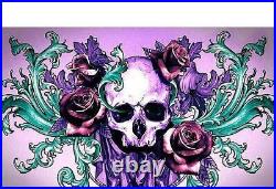 Diamond Painting Skull Flowers Purple Themed Design Embroidery House Decorations
