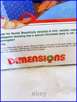 Dimensions 1987 9054 Christmas Eve Needlepoint Stocking Kit 16 Open NO FELT